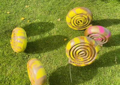 Lollipops on grass in arts project